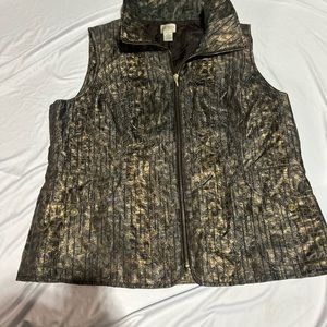 Chico's Black and Gold Leopard Quilted Vest